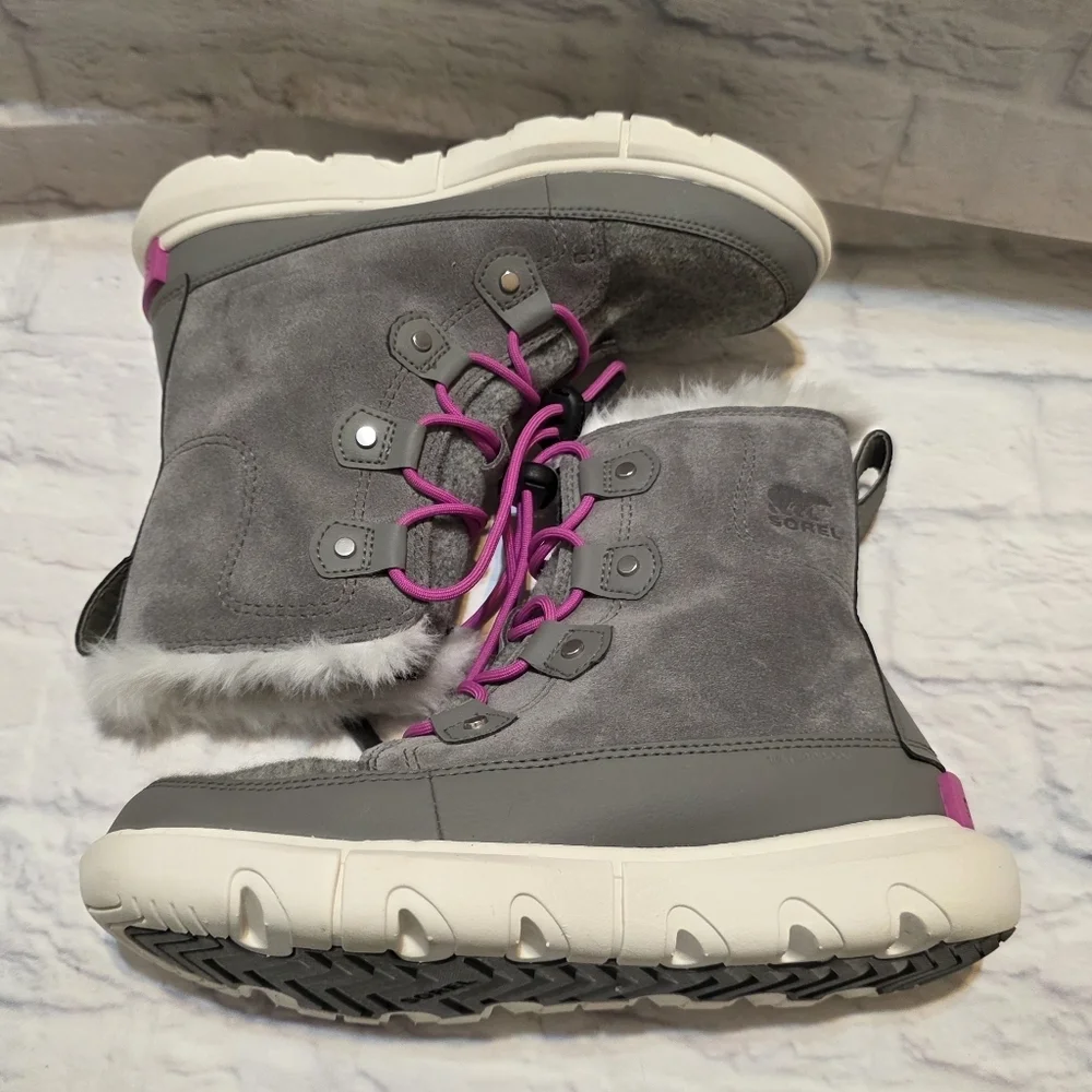 Youth Sorel Explorer Lace Waterproof Winter Boots Quarry Big Kid size 4